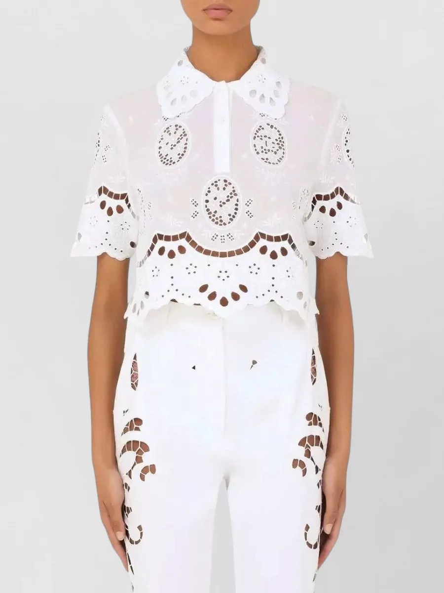 Dolce&Gabbana Cotton Cropped Short Sleeve Polo Shirt