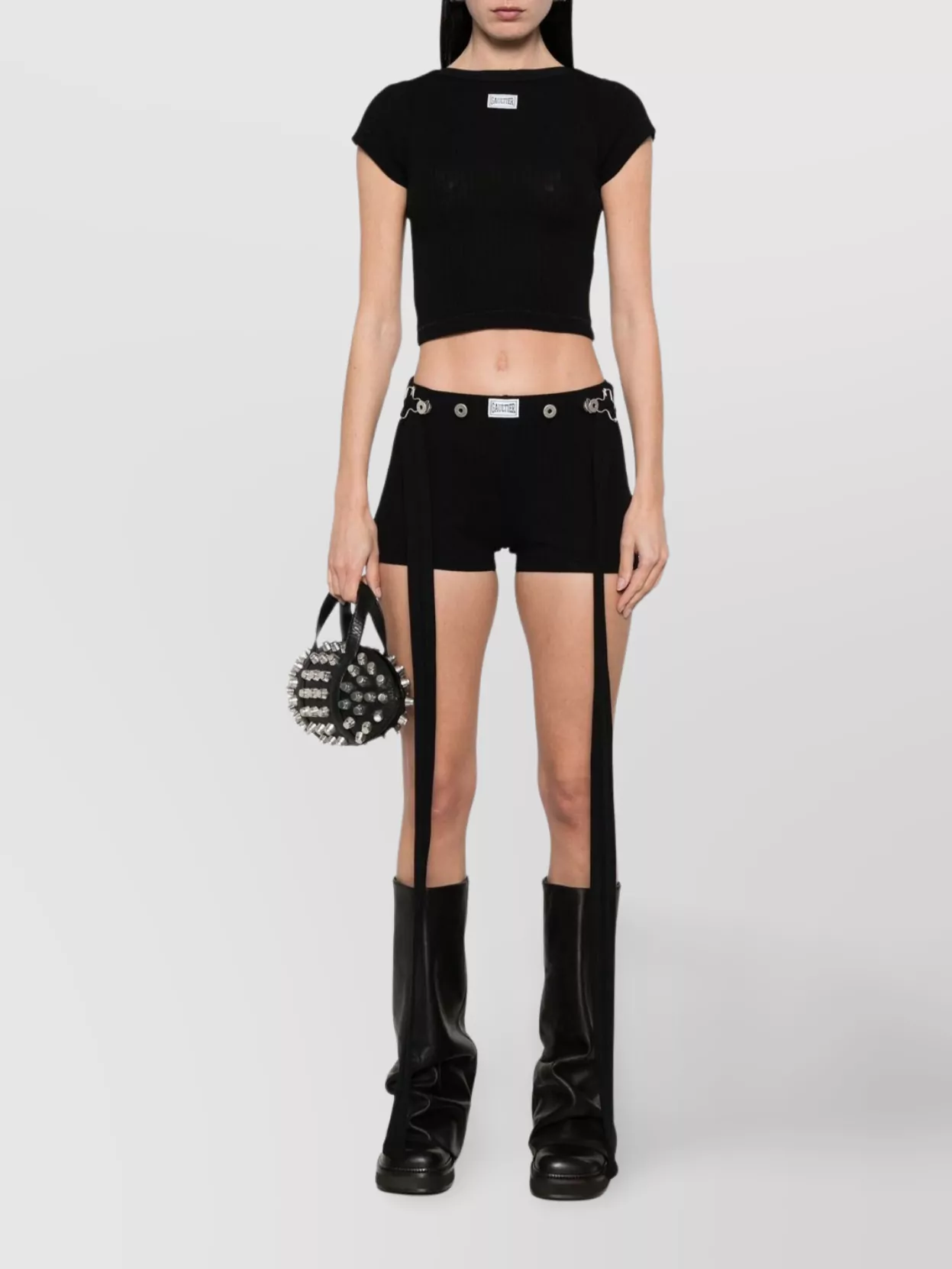 Jean Paul Gaultier Cropped Baby T-shirt Avec Patch In Black