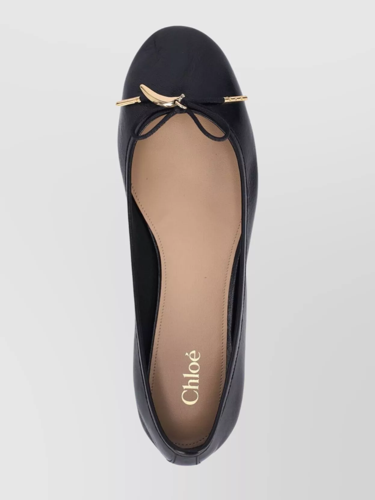 Shop Chloé Bow Detail Round Toe Flat Sole Ballerina Shoes In Black