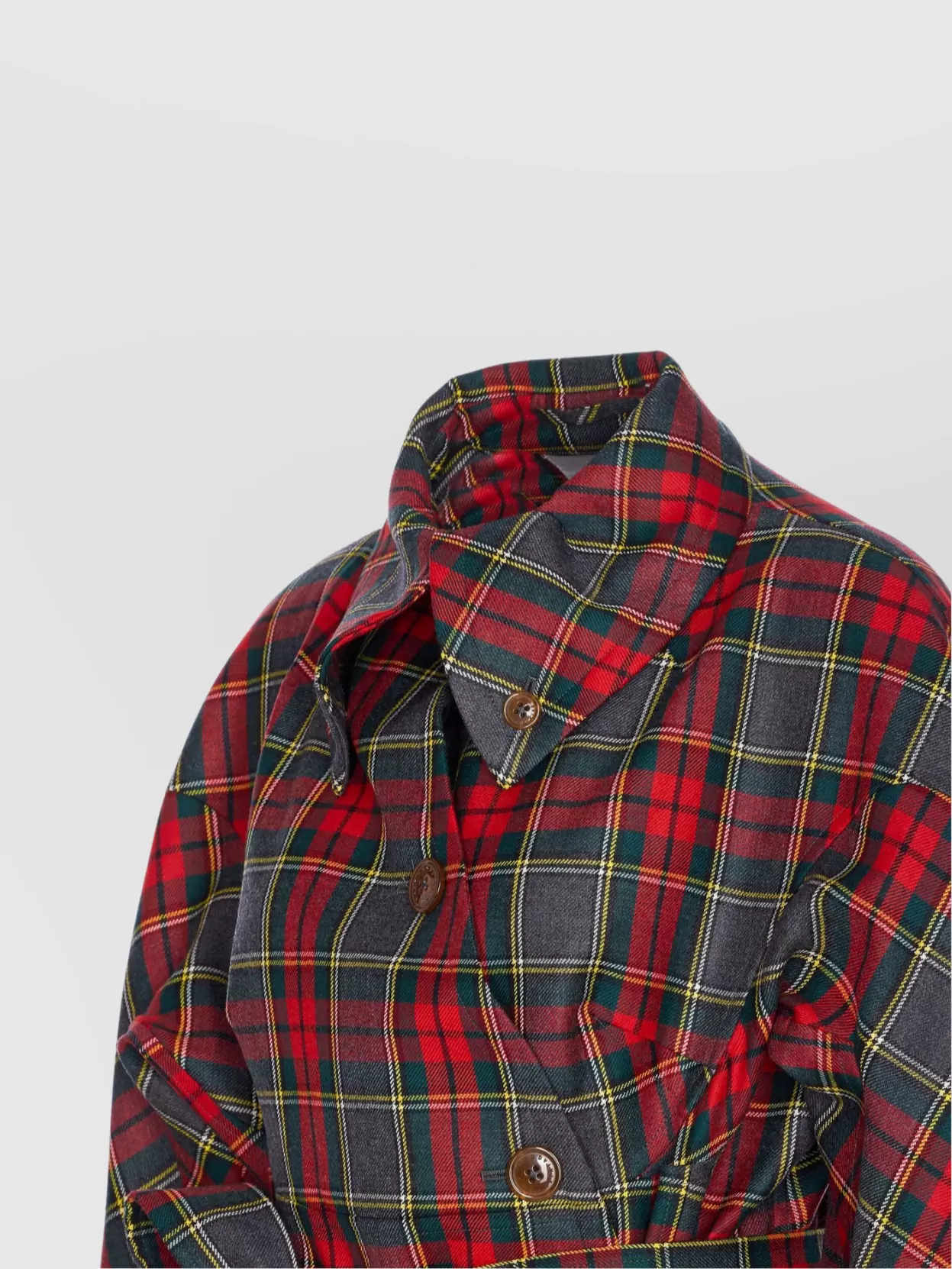 Vivienne Westwood Wool Coat Belted Waist Checkered Pattern
