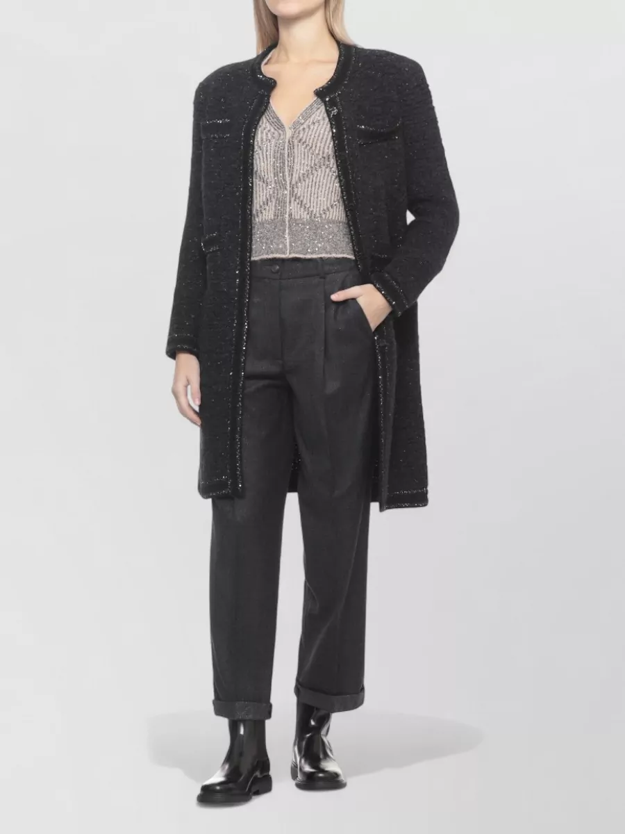 D.exterior V-Neck Sequin Long-Sleeve Cardigan