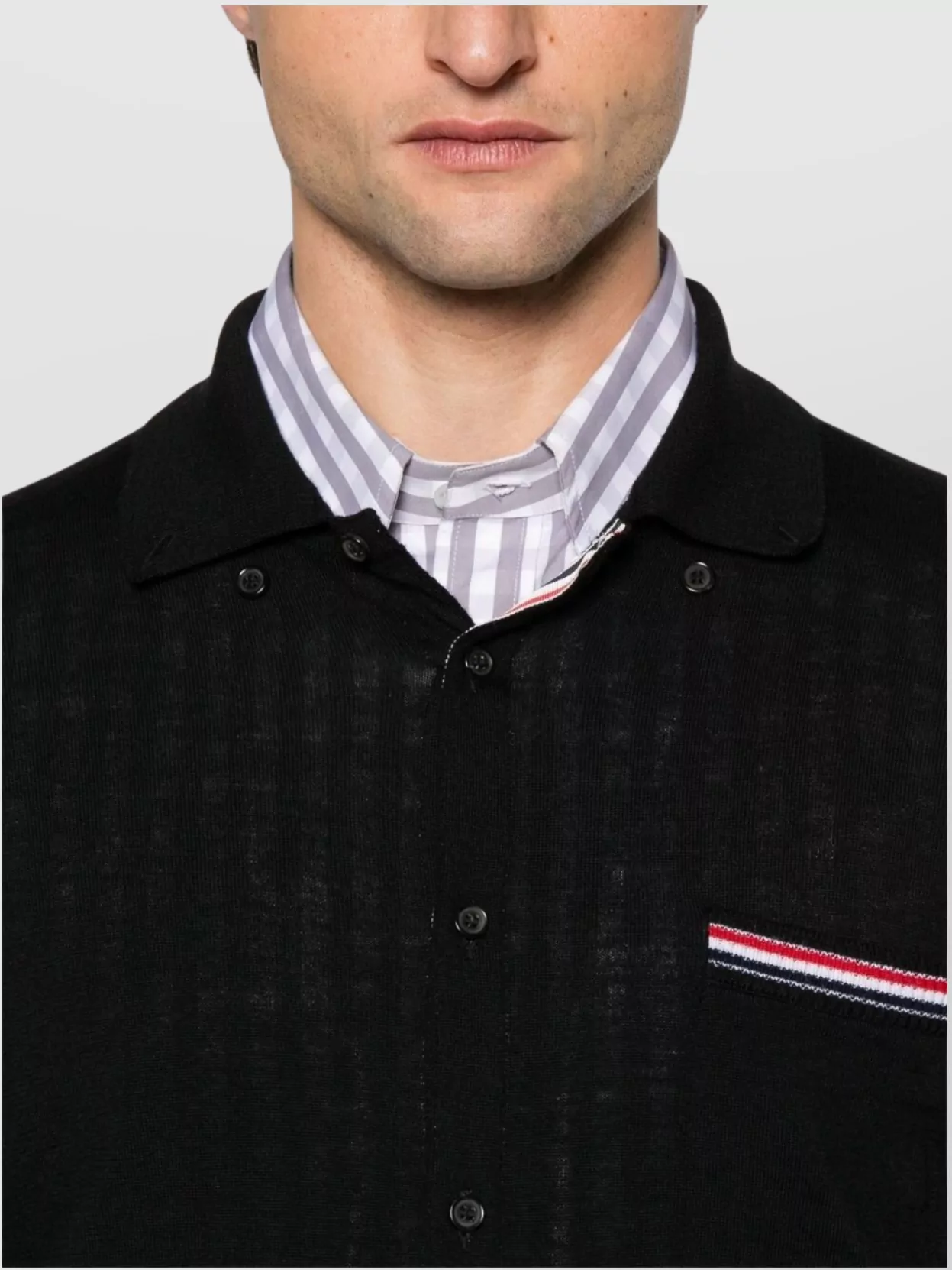 Thom Browne Wool Shirt With Long Sleeves And Striped Detail