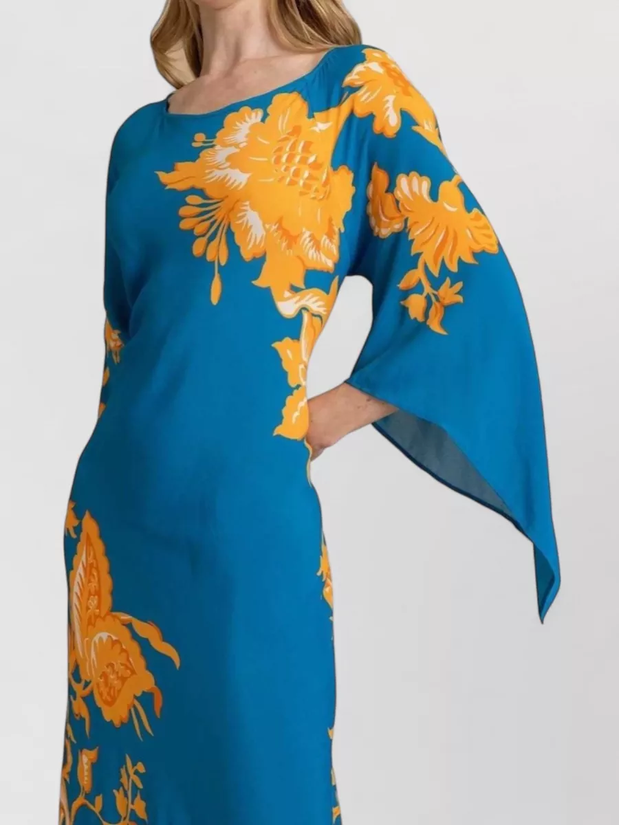 Etro Cotton Floral Print One-Shoulder Single-Sleeve Maxi Dress