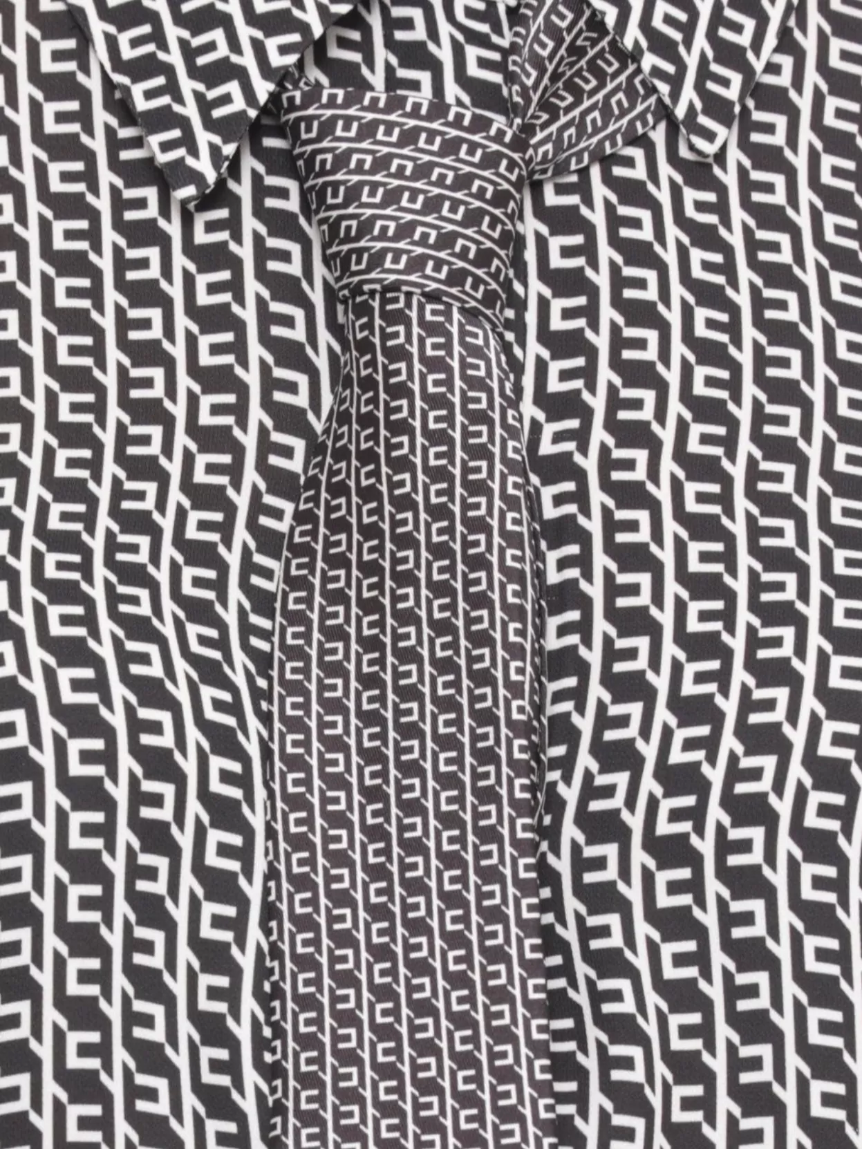 Elisabetta Franchi Geometric Print Long Sleeve Shirt With Tie