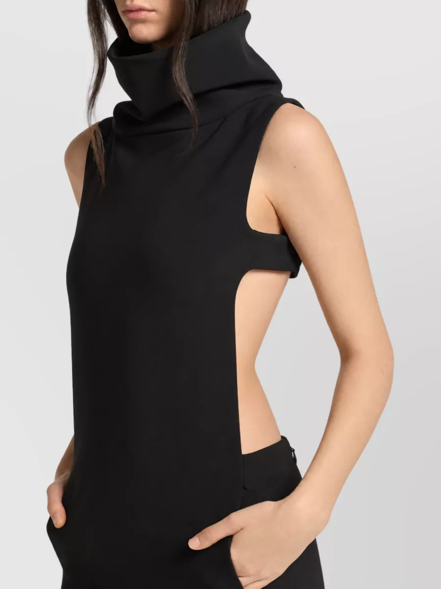 Courrèges Crepe Sleeveless High-Neck Cutout Maxi Dress