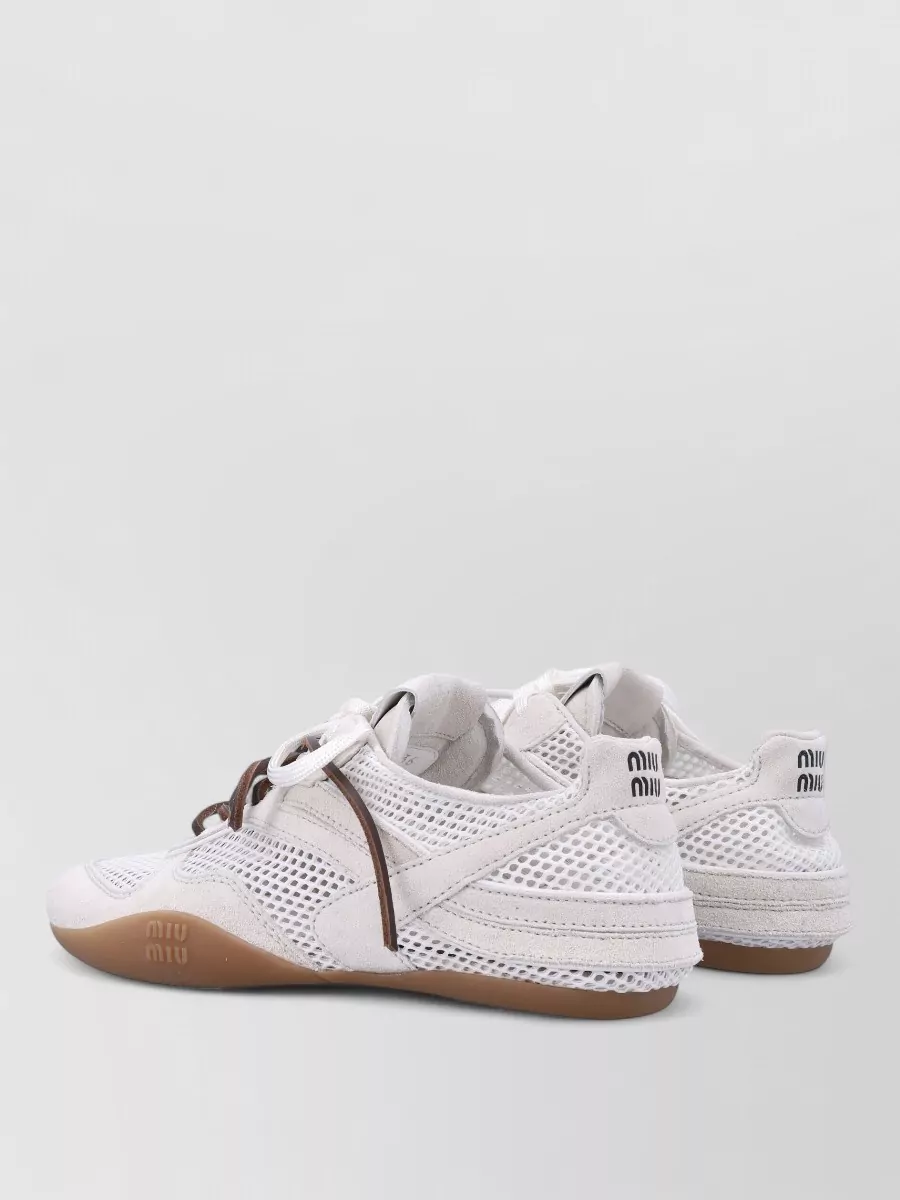 Miu Miu Canvas lace up loafers rubber sole | The Fashion Square