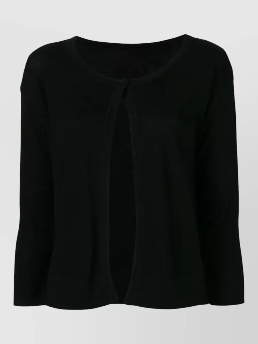 La Rose fine-knit merino wool three-quarter sleeve one-button cardigan