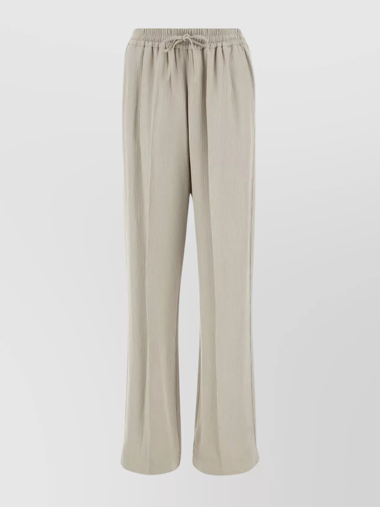 Shop Apc Wide-leg Viscose Pant With Textured Fabric And Elastic Waist In Cream