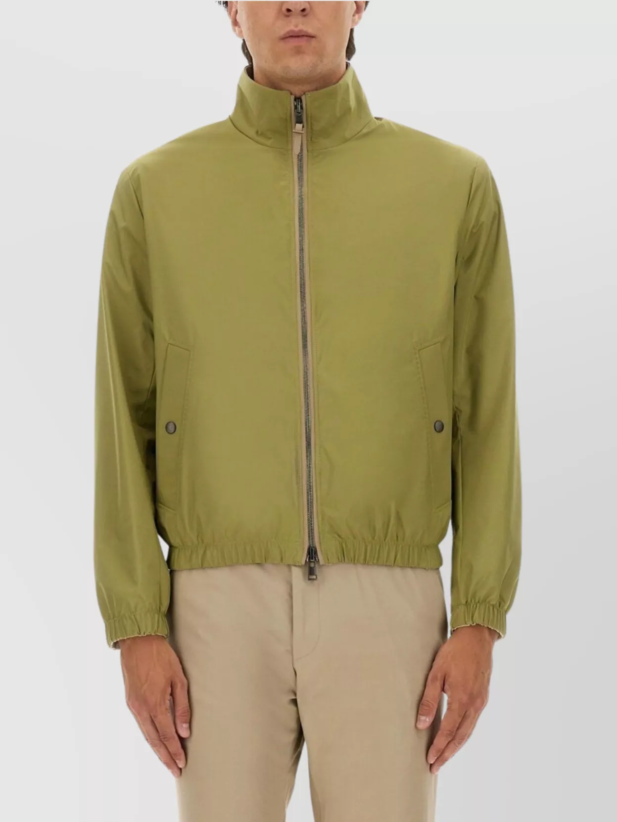 Hugo Boss Reversible Jacket With Elastic Cuffs And Collar In Green
