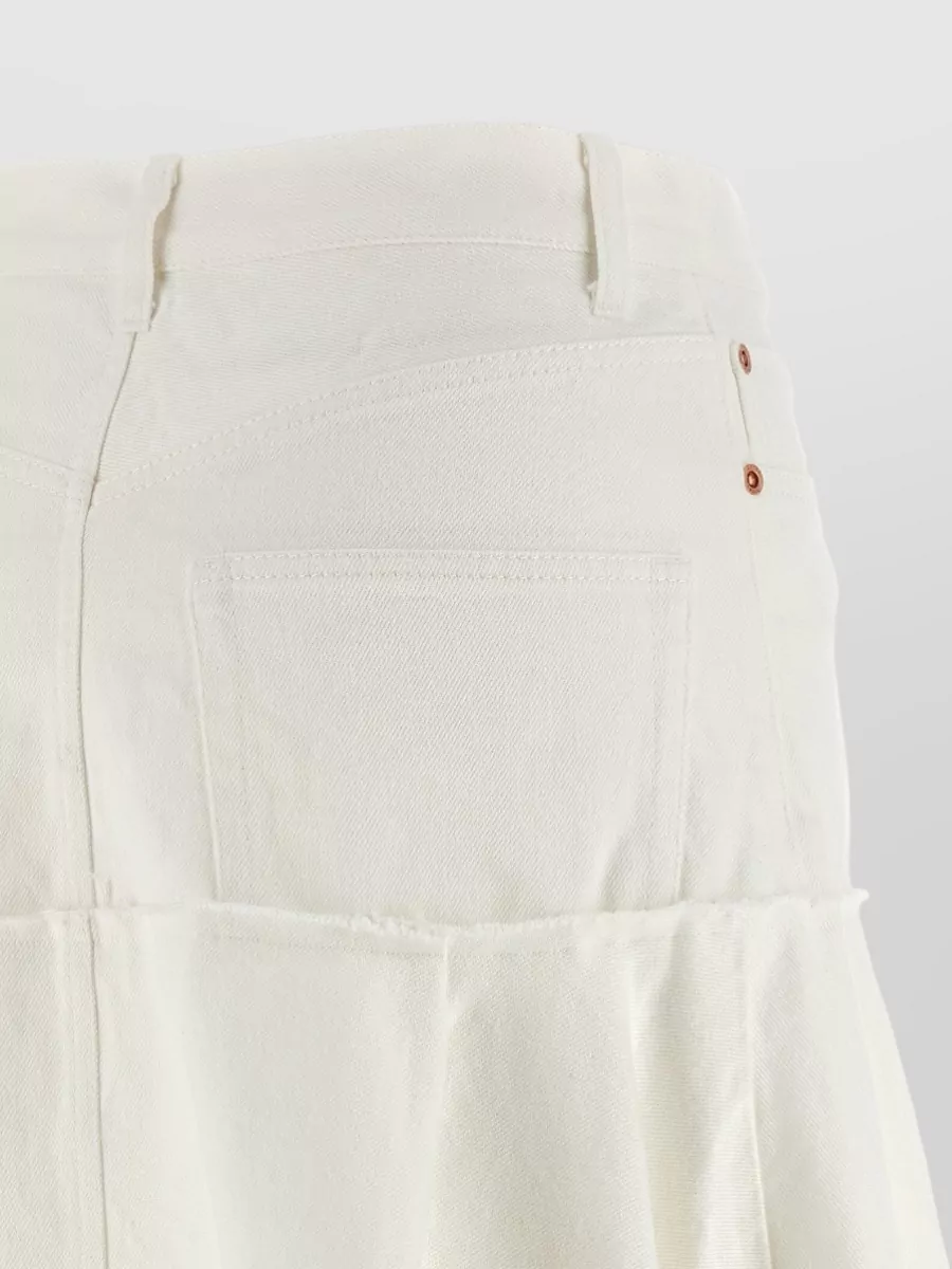 Sacai Paneled Asymmetric Pleated Midi Denim Skirt