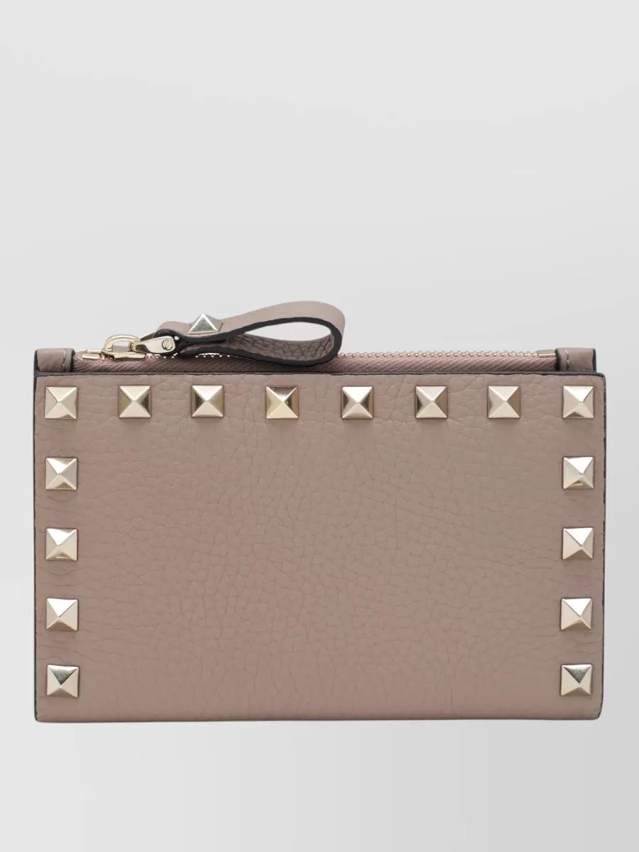 Valentino Garavani Rockstud Wallet Wrist Strap Design In Brown