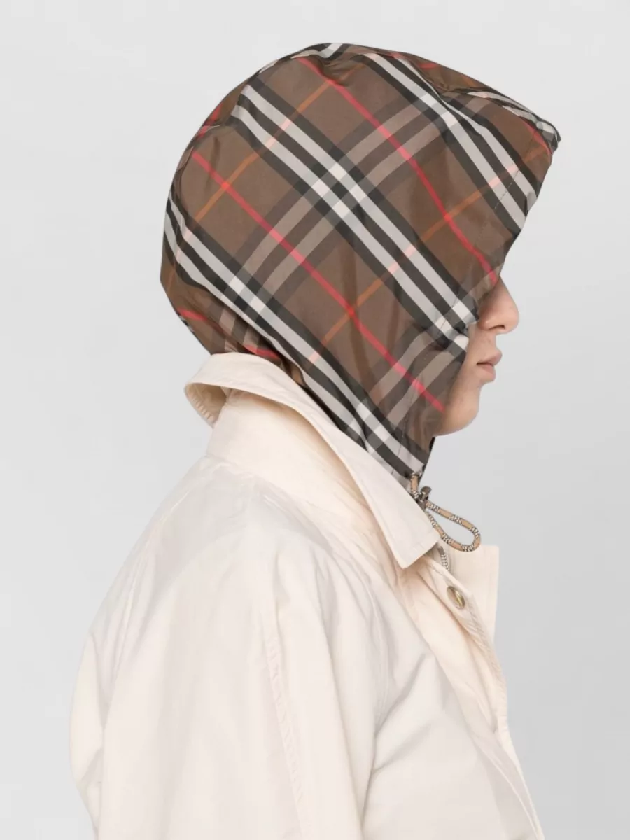 Burberry Nylon Hooded Parka Coat Long Drawstring Waist