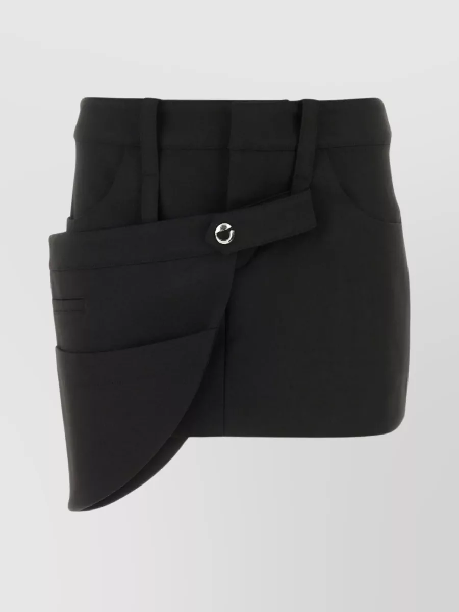 Shop Coperni Contemporary Layered Asymmetric Skirt In Black