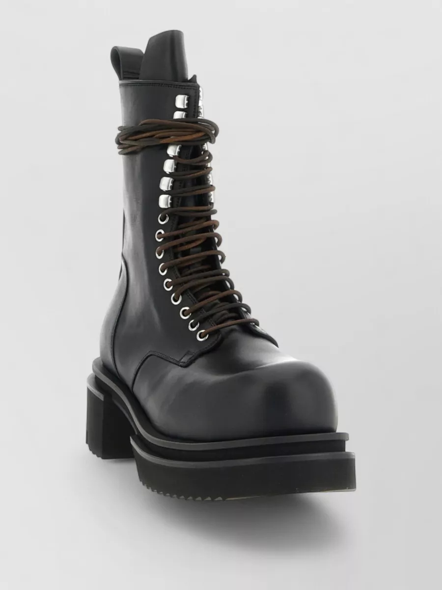 Rick Owens leather lace up bogun combat boots