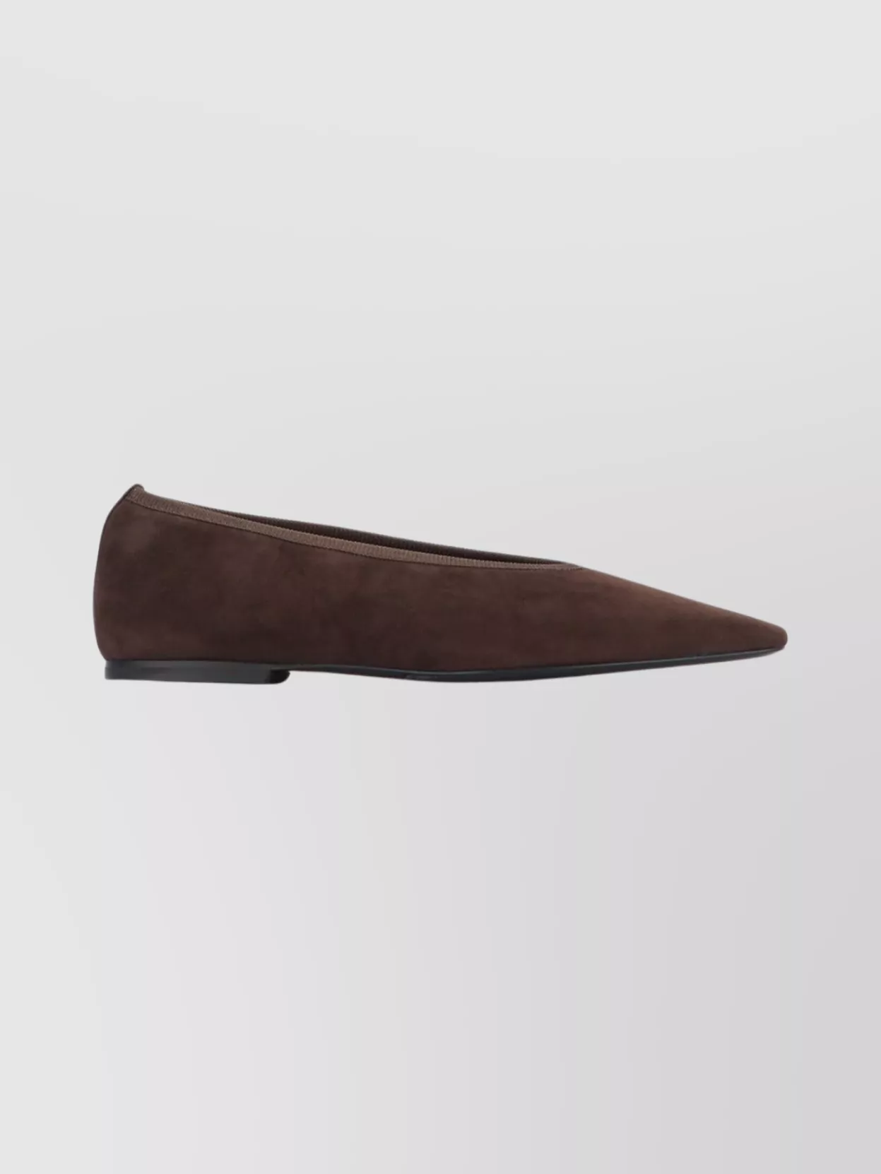 Totême Pointed Toe Suede Flat Ballerina Shoes In Brown