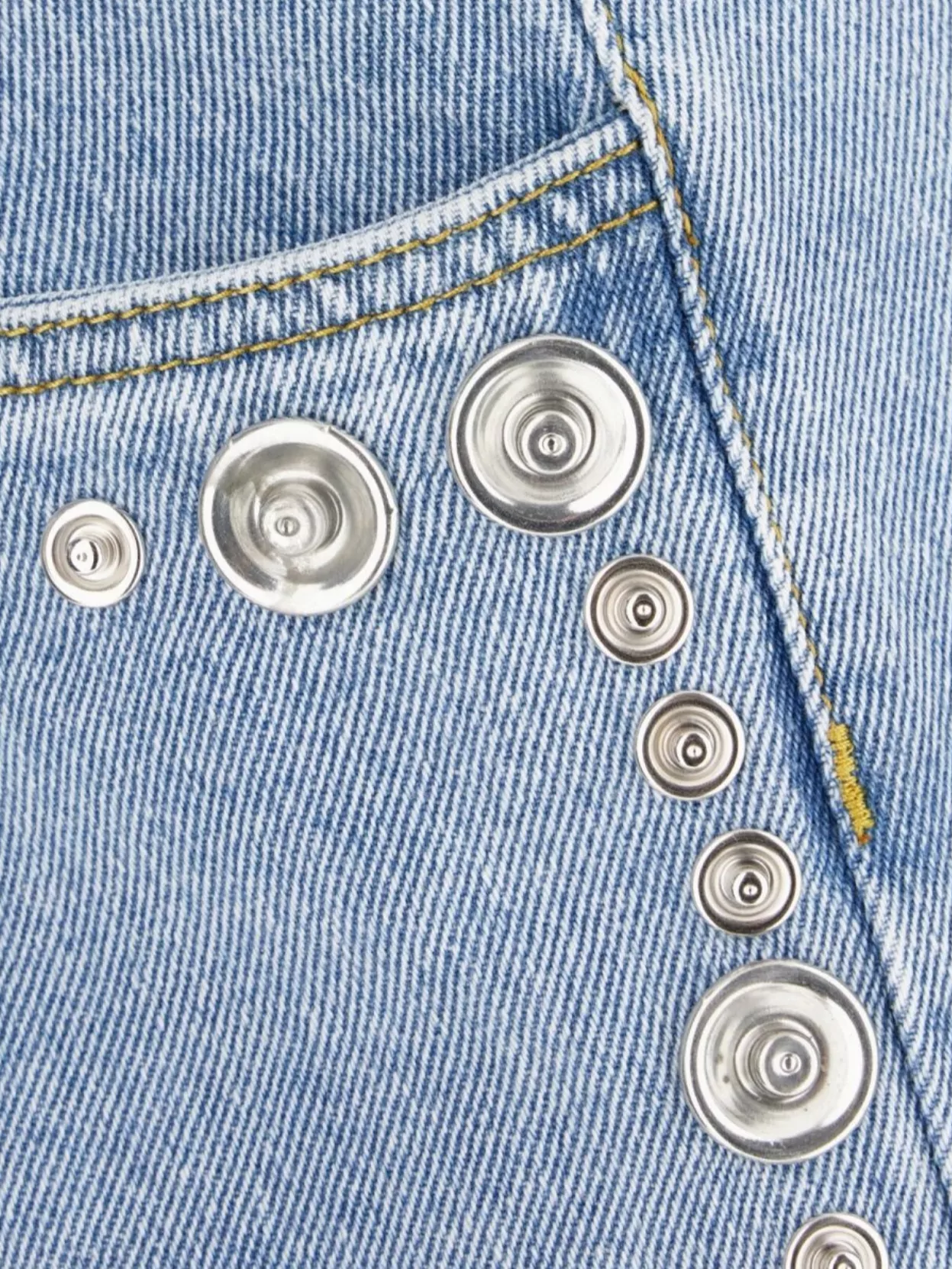 Coperni Denim Miniskirt With Studded Wrap Detail