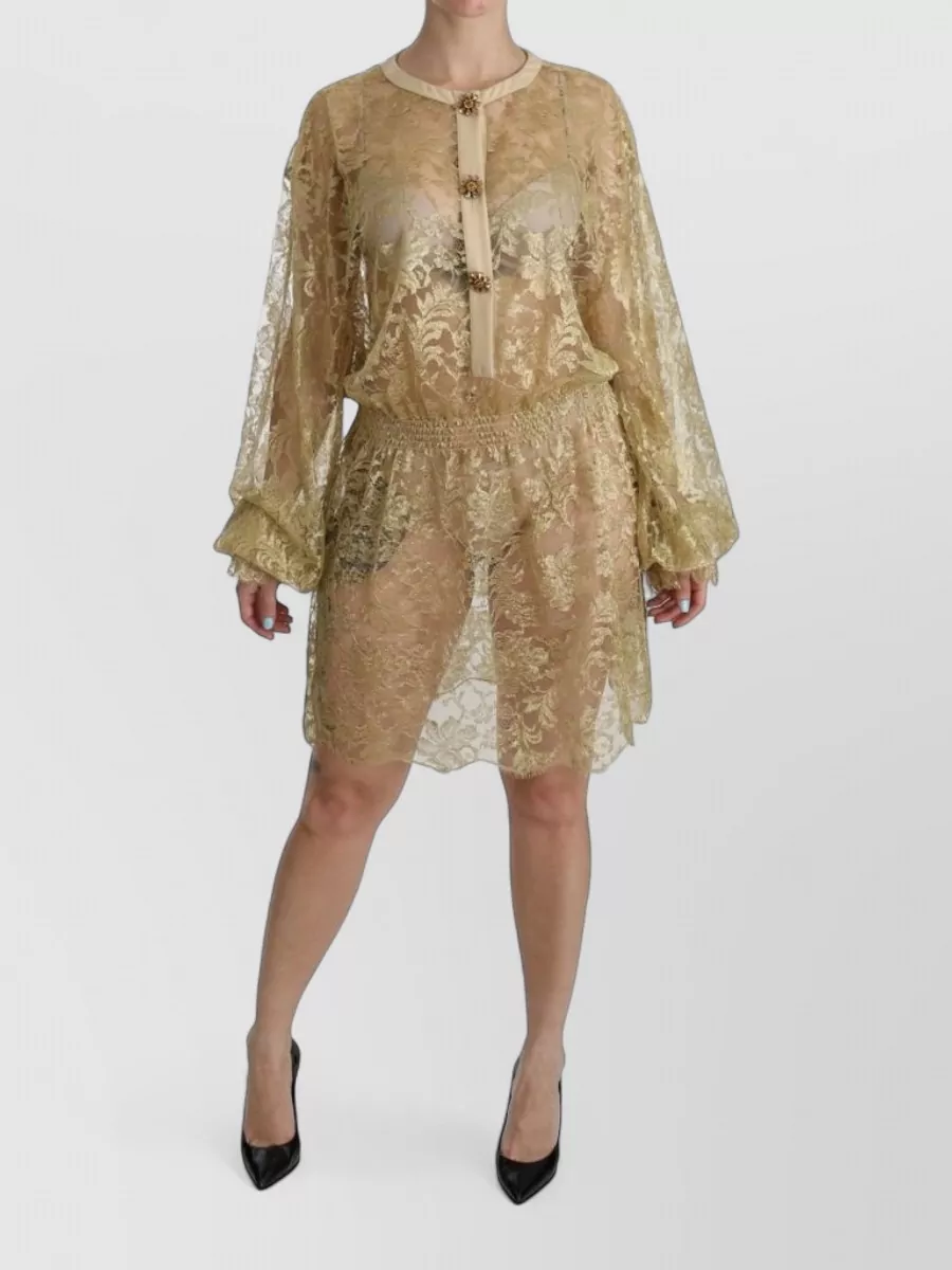 Dolce&Gabbana silk lace long-sleeve knee-length dress