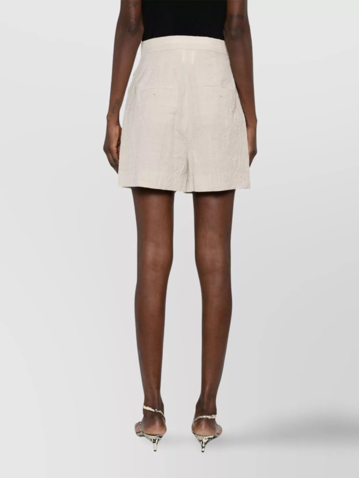 Shop Max Mara Wool Pleated Shorts Button Detailing