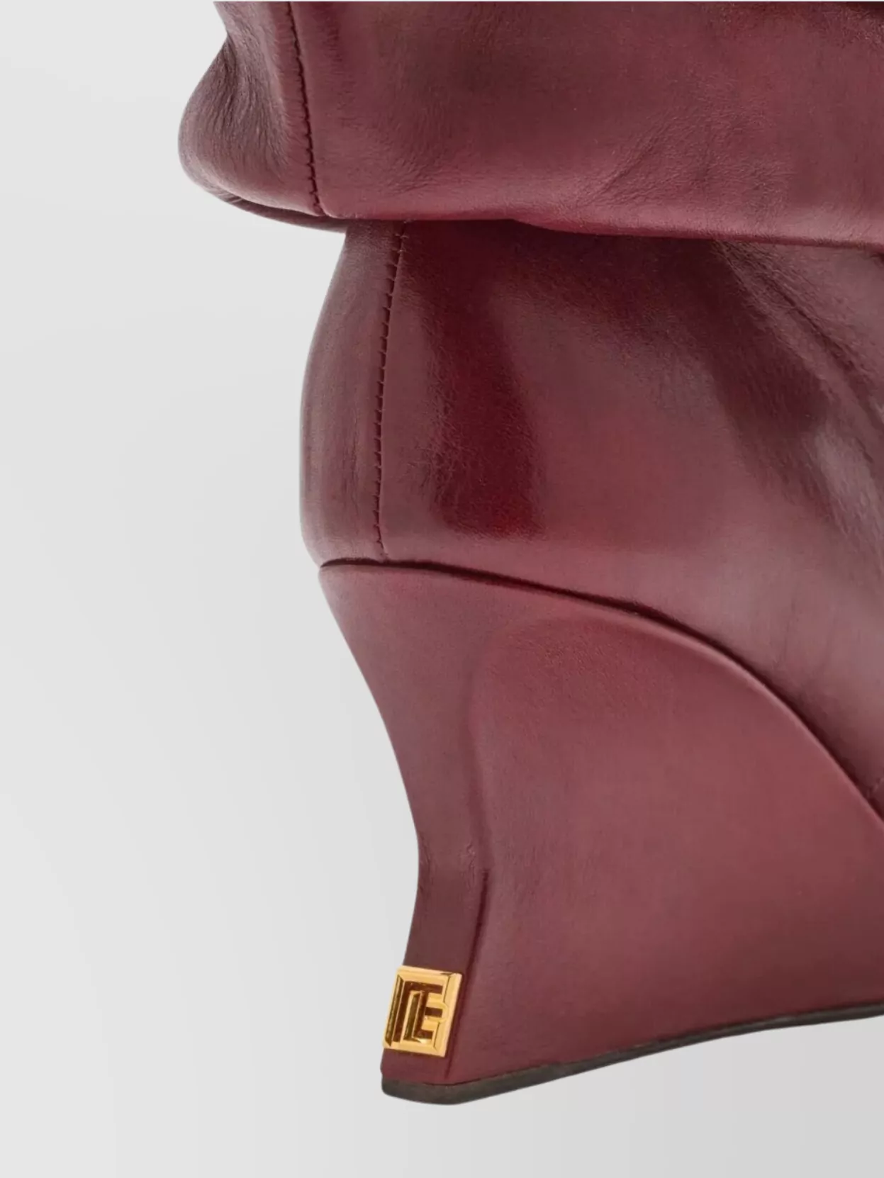 Balmain Textured Leather Wedge Ankle Boot
