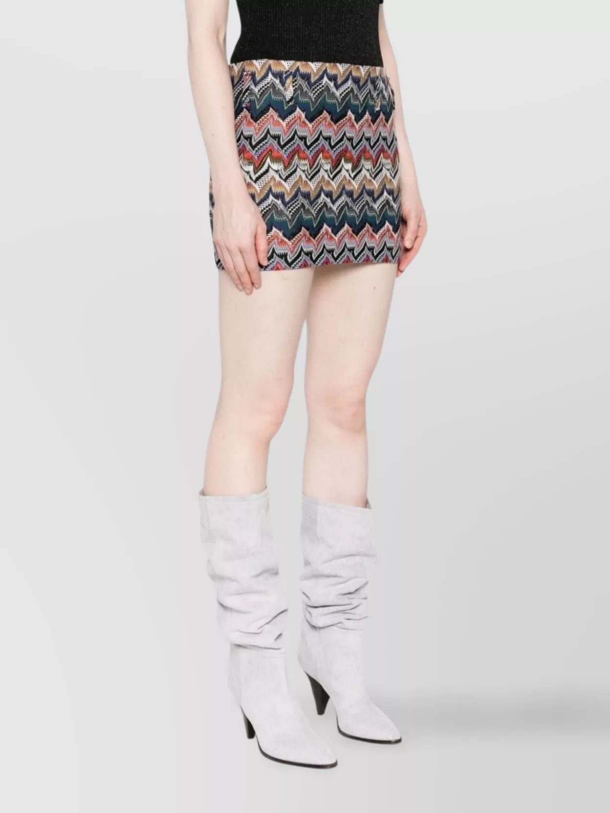 Missoni Textured Chevron Pattern Mini Skirt In Multi