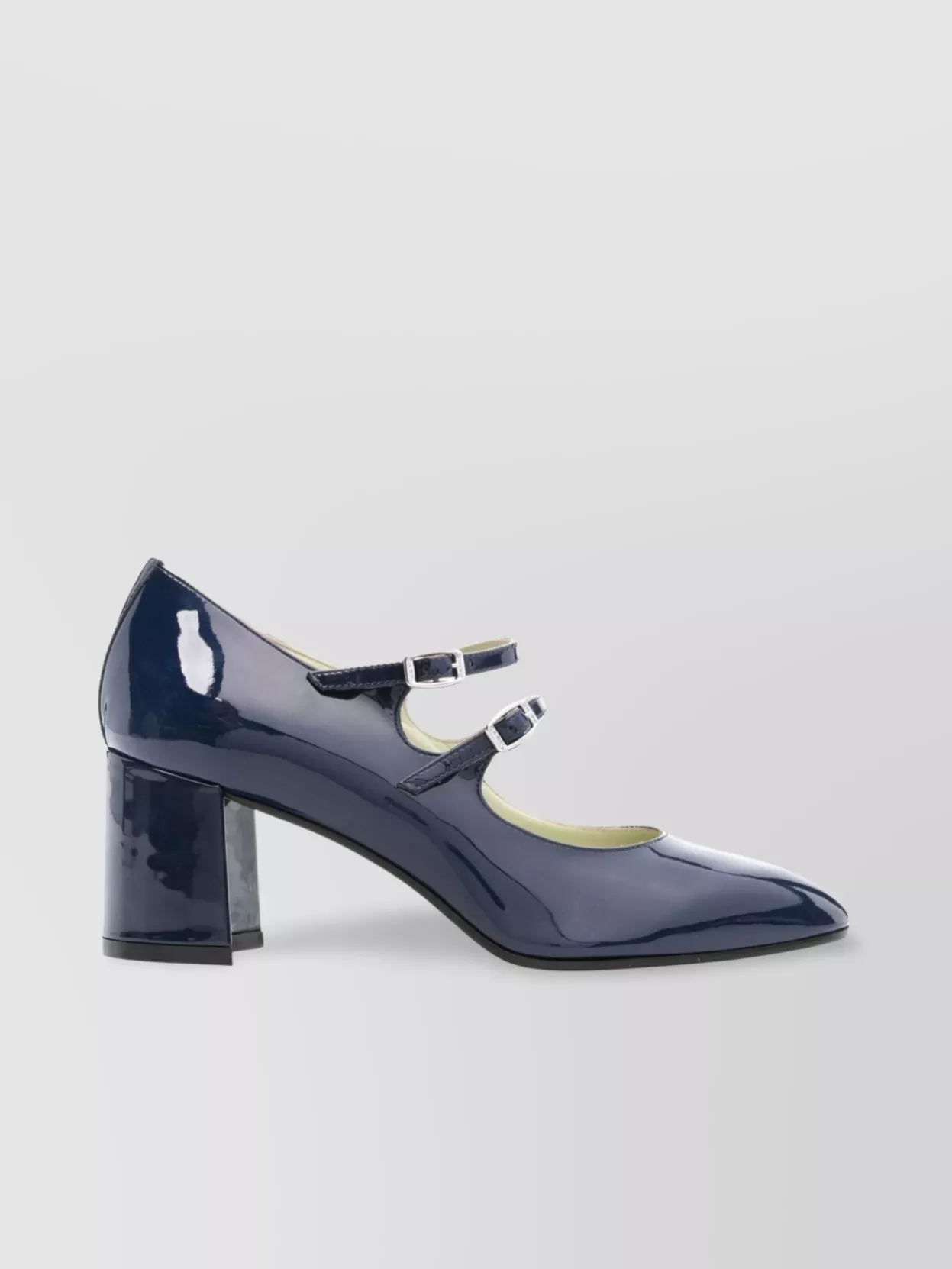 Carel Paris Double Strap Square Toe Block Heel Pumps In Grey