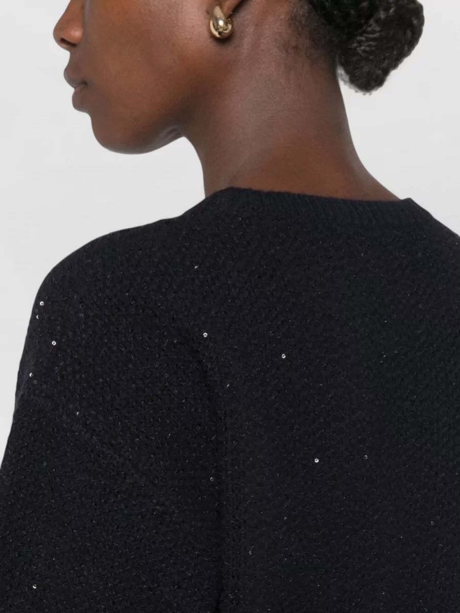 Fabiana Filippi Bouclé-Knit Sequin-Embellished Short-Sleeve Wool-Blend Sweater