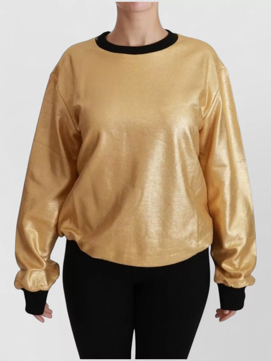 Dolce&Gabbana Metallic knit cotton crewneck sweater