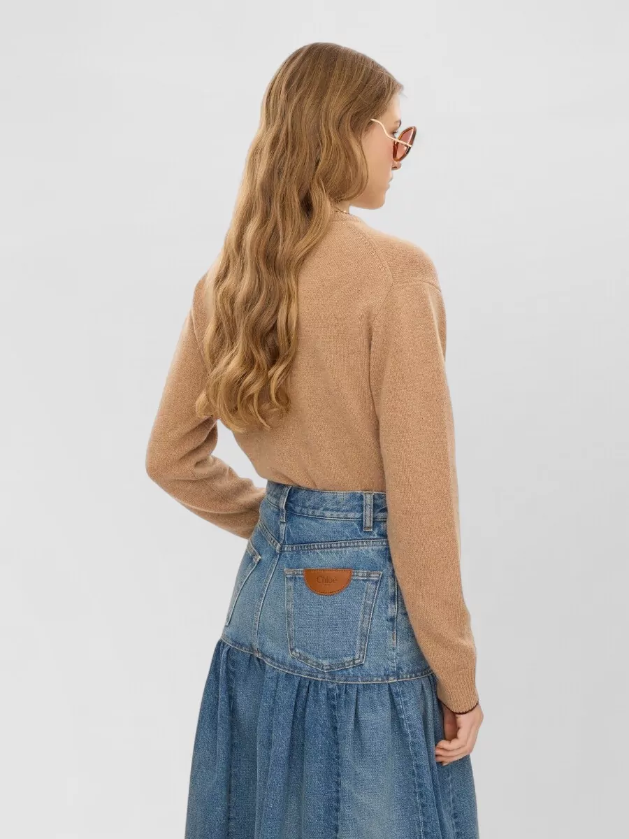 Chloé Ribbed Slim-Fit Crew-Neck Wool Cashmere Cardigan