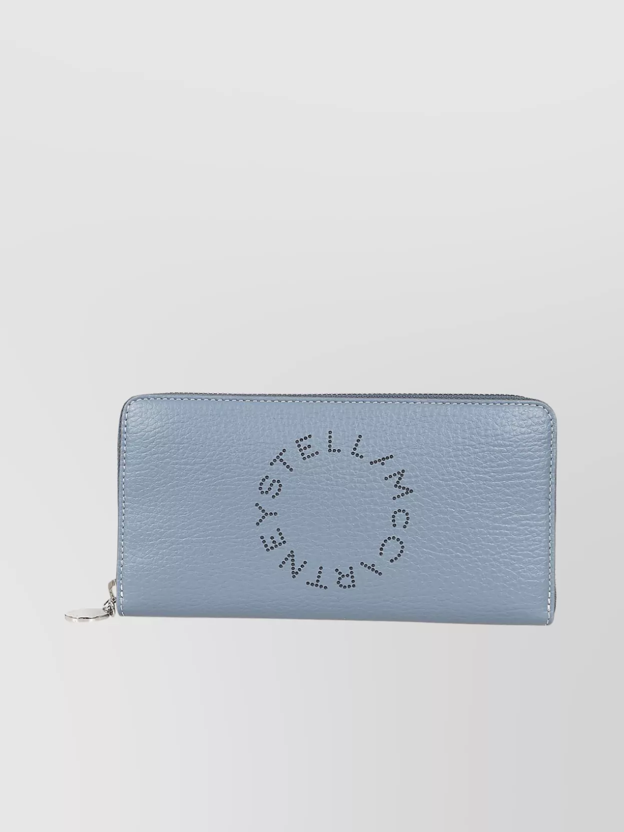 Stella Mccartney Zip Wallet Embossed Grainy Mat In Blue
