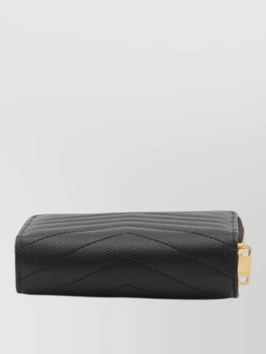 Saint Laurent Calfskin Matelassé Compact Wallet