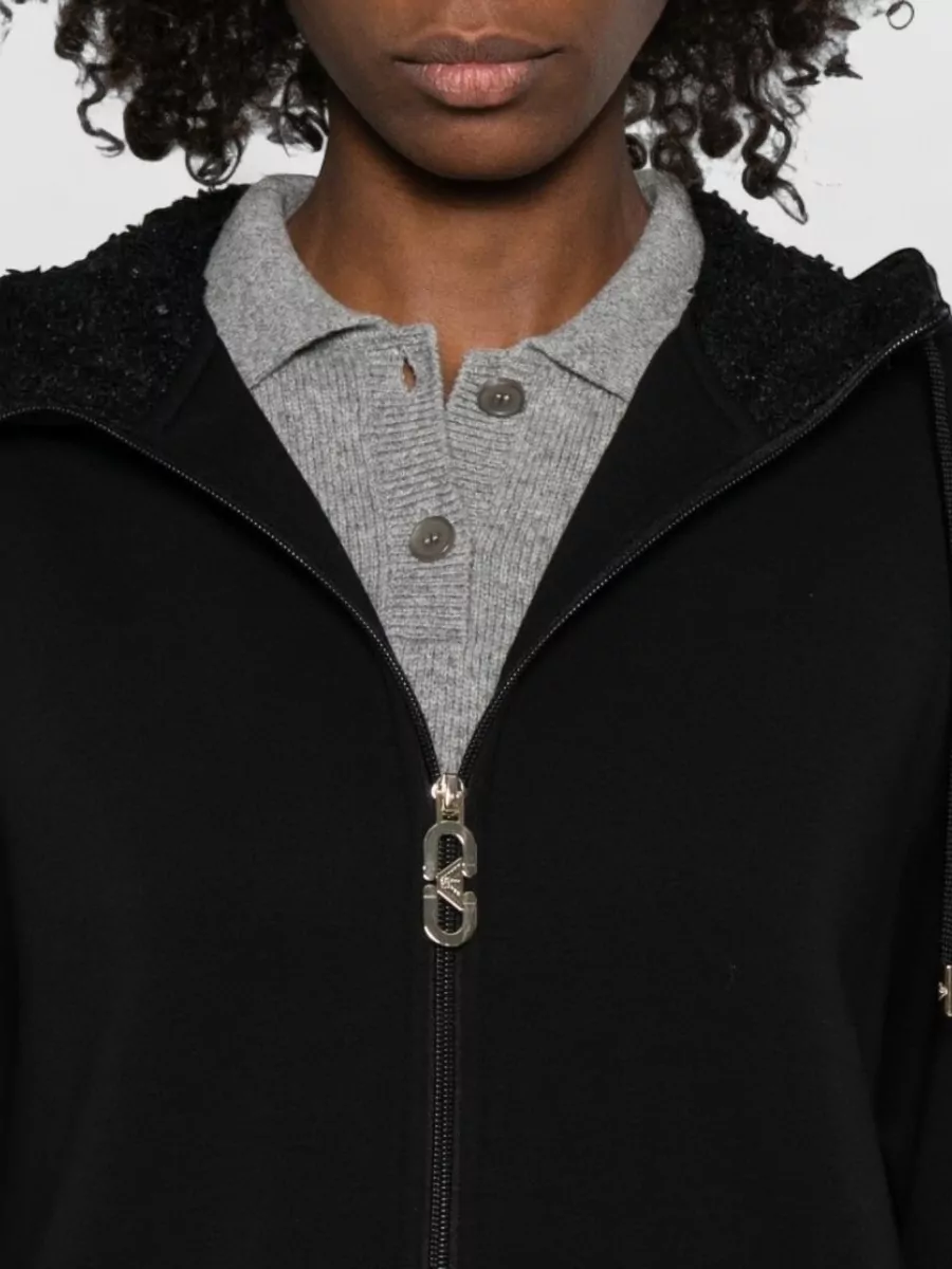 Emporio Armani Cotton Hooded Jacket Drawstring Long Sleeves