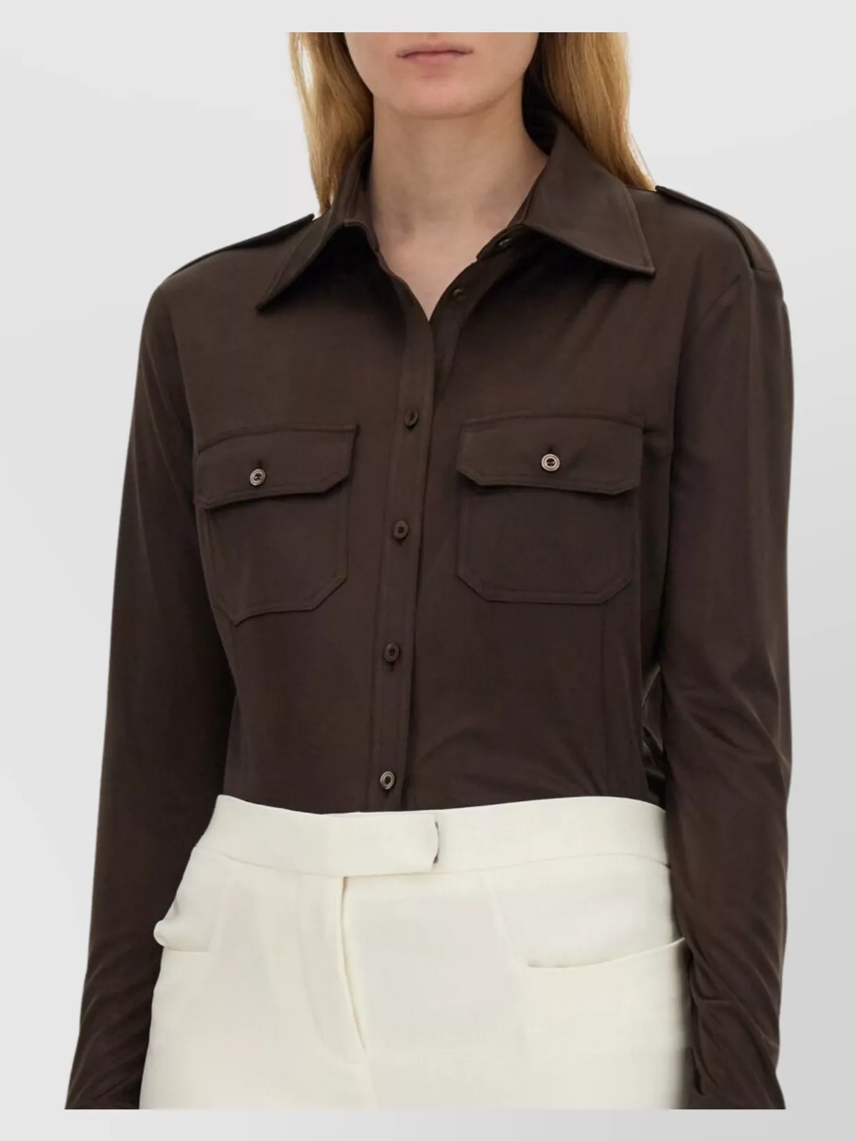 Tom Ford Pocketed Shirt With Epaulettes And Long Sleeves