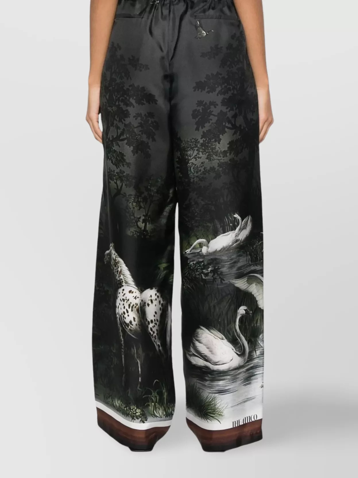 Attico Drawstring Waistband Printed Trousers Wide Leg