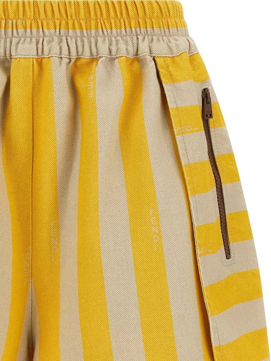 Fendi Striped Cotton Linen Shorts