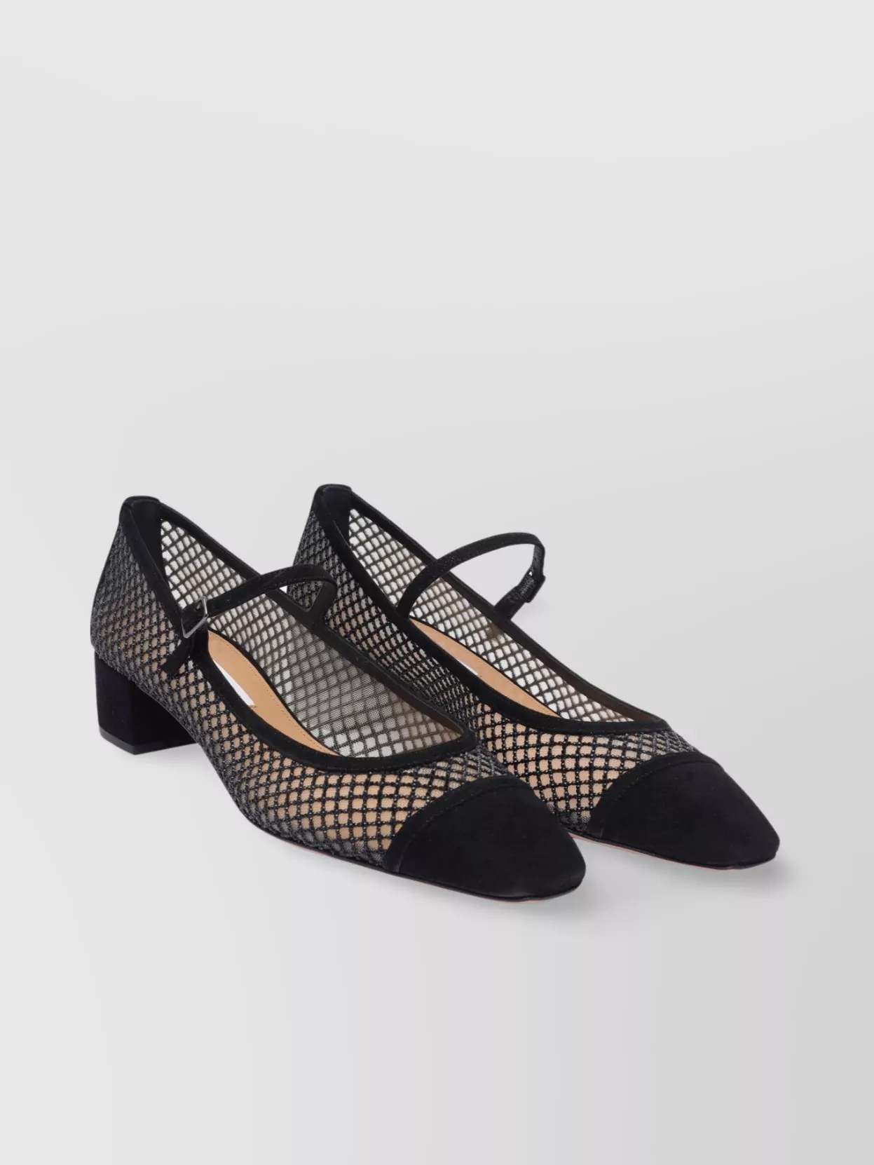 Aquazzura Mesh Block Heel Closed Toe Pumps