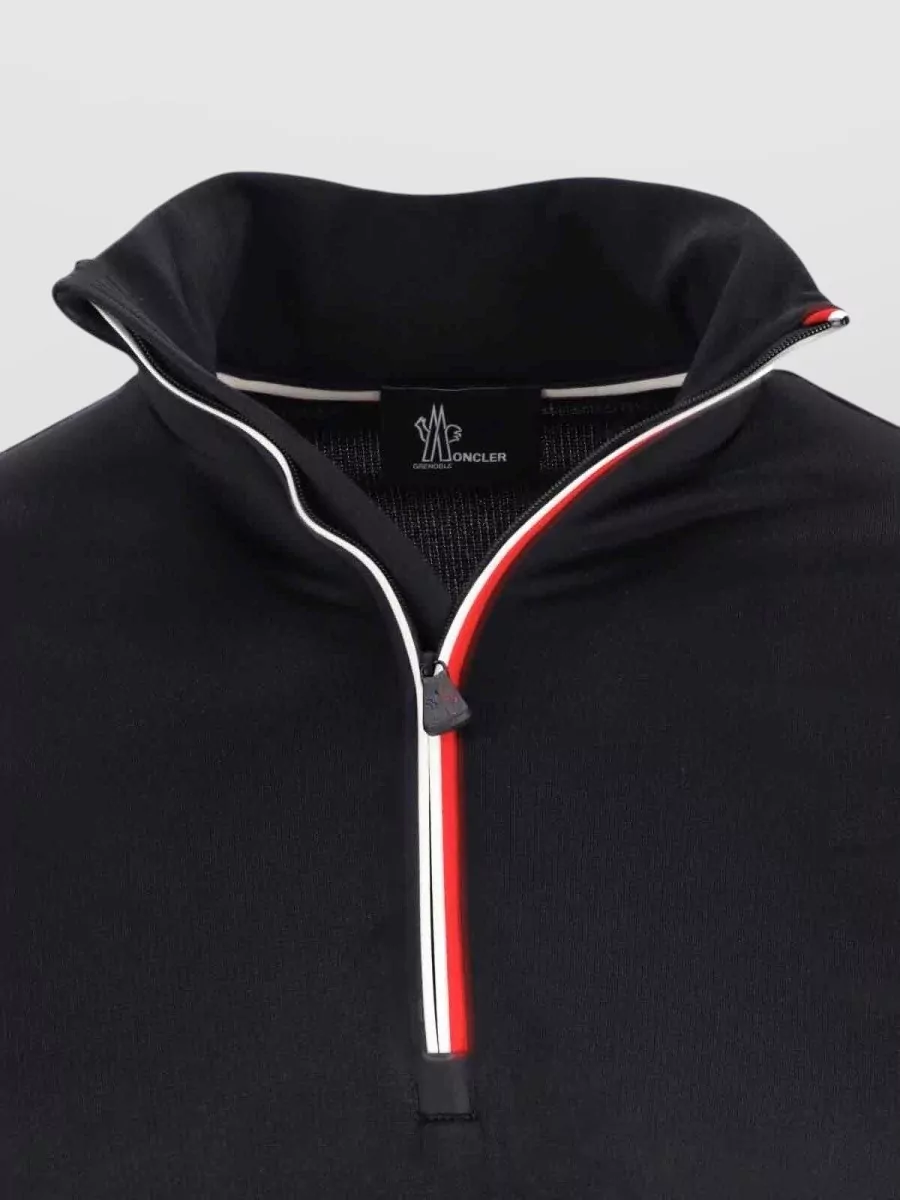 Moncler Grenoble High Collar Knit Sweatshirt Contrast Trim