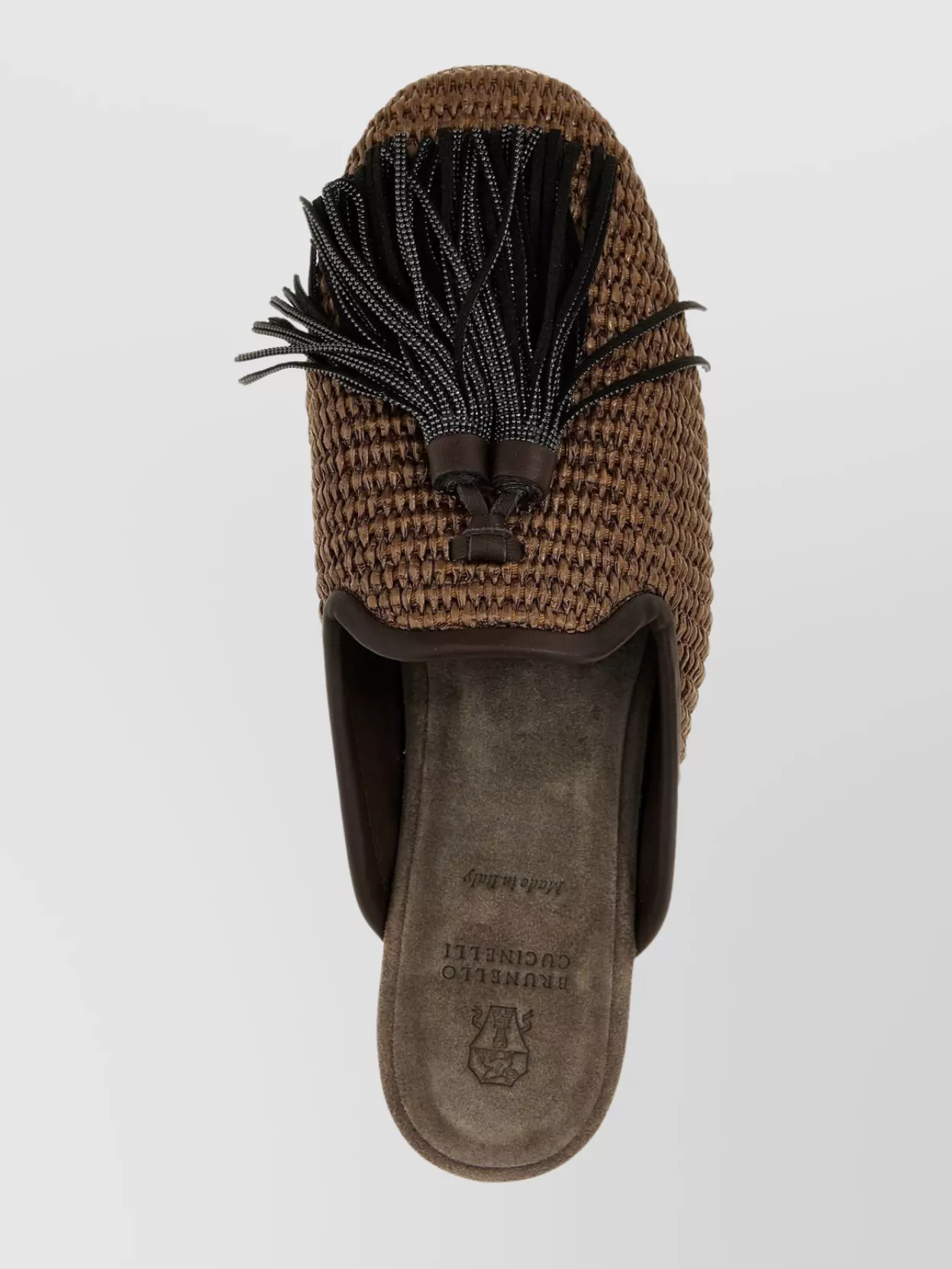 Brunello Cucinelli Woven Texture Tassel Mules