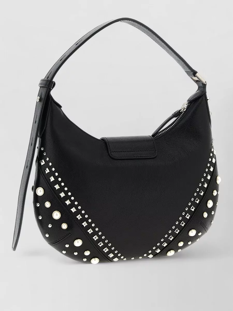 Jimmy Choo Bar Hobo Shoulder Bag Flap Pearls Studs Handle
