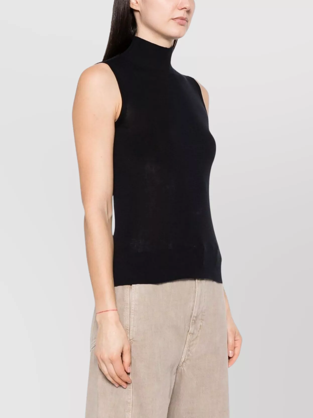 Lemaire Ribbed Polo Neck Tank Top In Black
