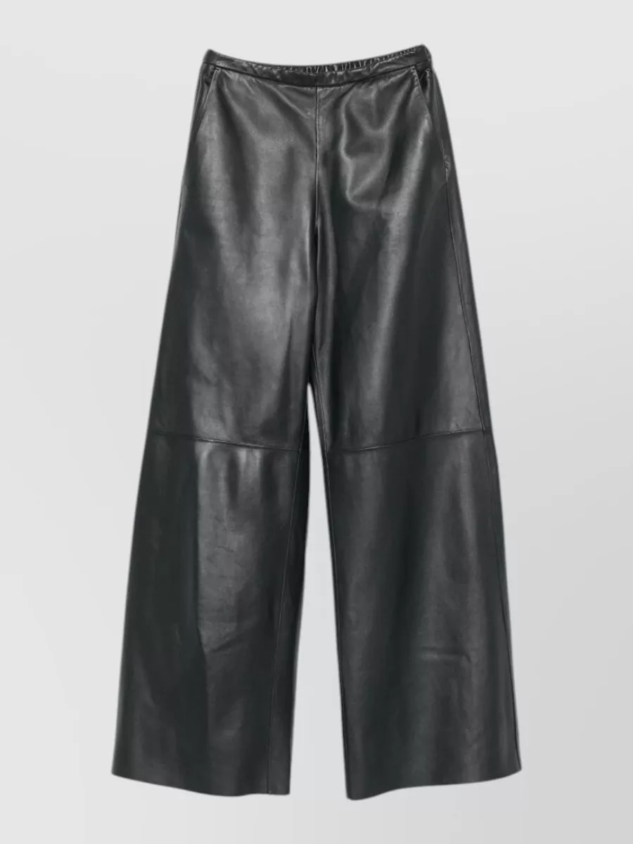 Forte Forte leather high-rise paneled wide-leg trousers