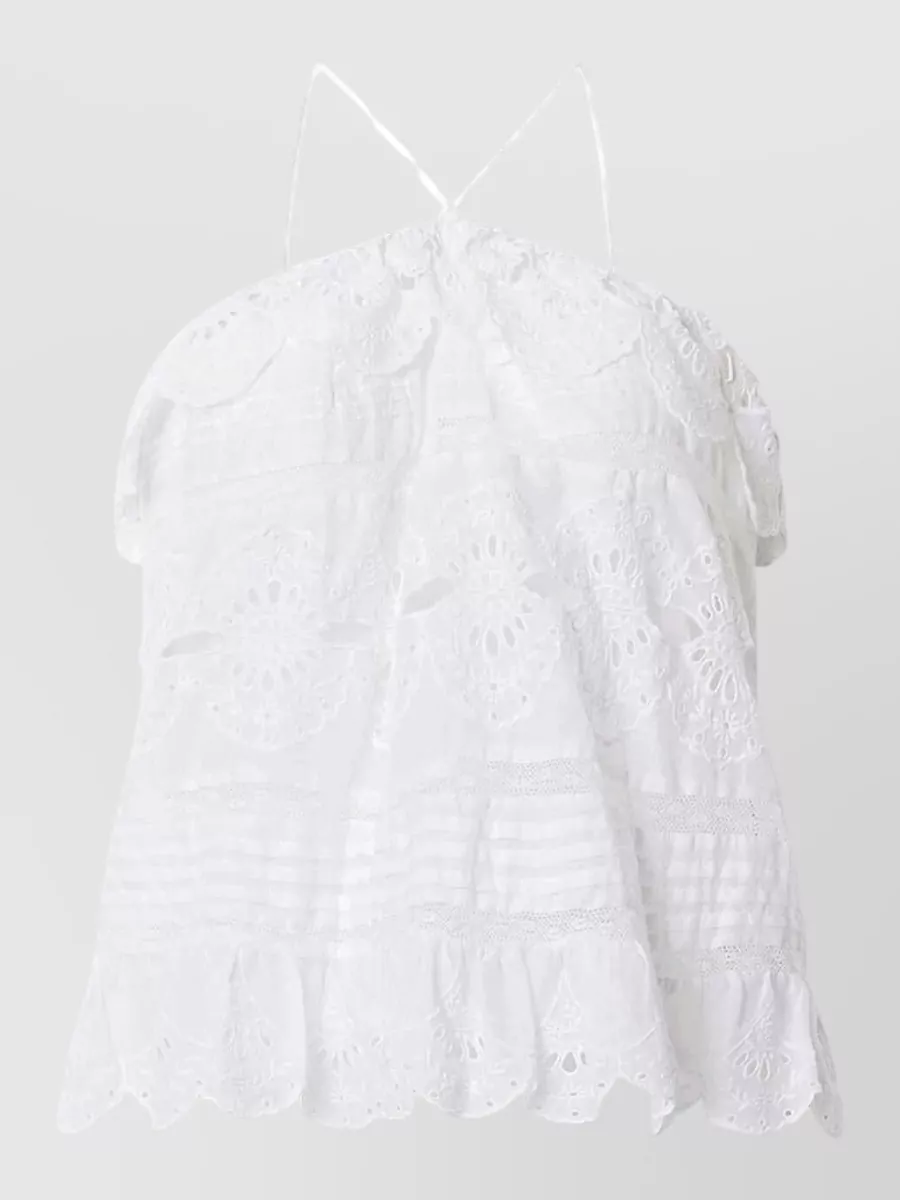 Isabel Marant Etoile cotton embroidered ruffled mini dress