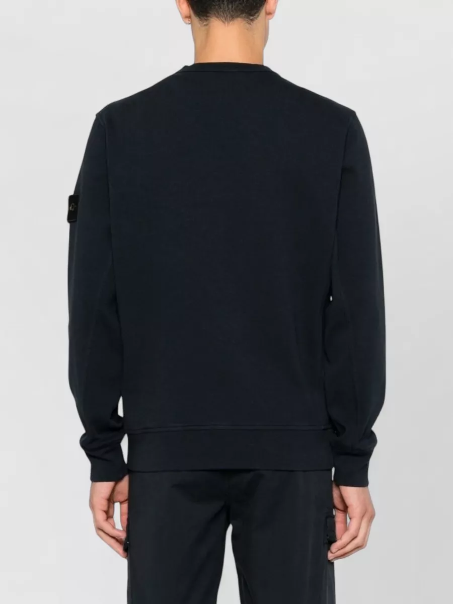 Stone Island Cotton Ribbed Crew Neck Long-Sleeve Sweatshirt