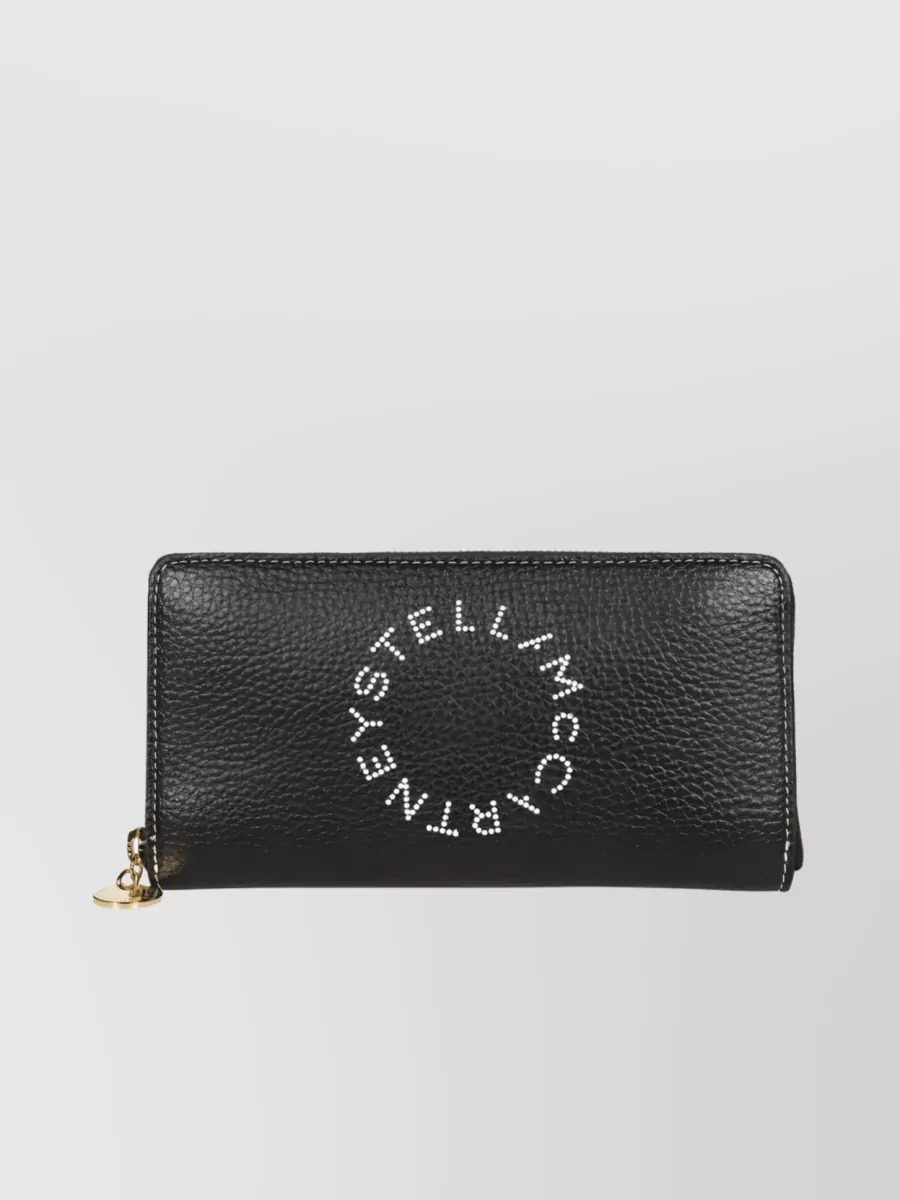 Shop Stella Mccartney Stella Logo Perforated Wallet In Black