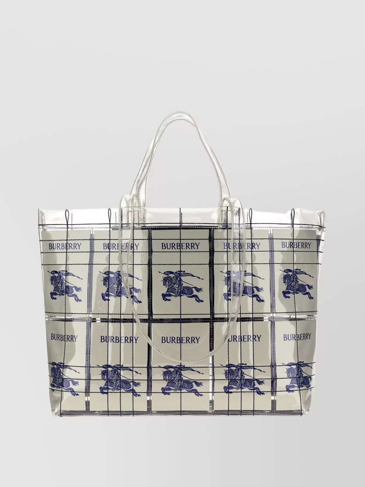 Burberry Transparent Check Pattern Tote Bag With Double Handles In Neutral