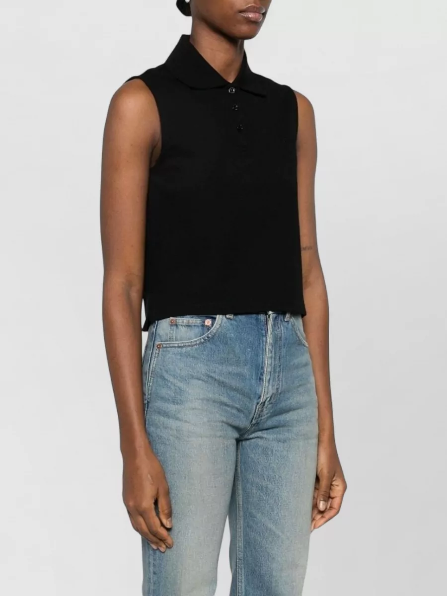 Saint Laurent Cotton Sleeveless Polo Top