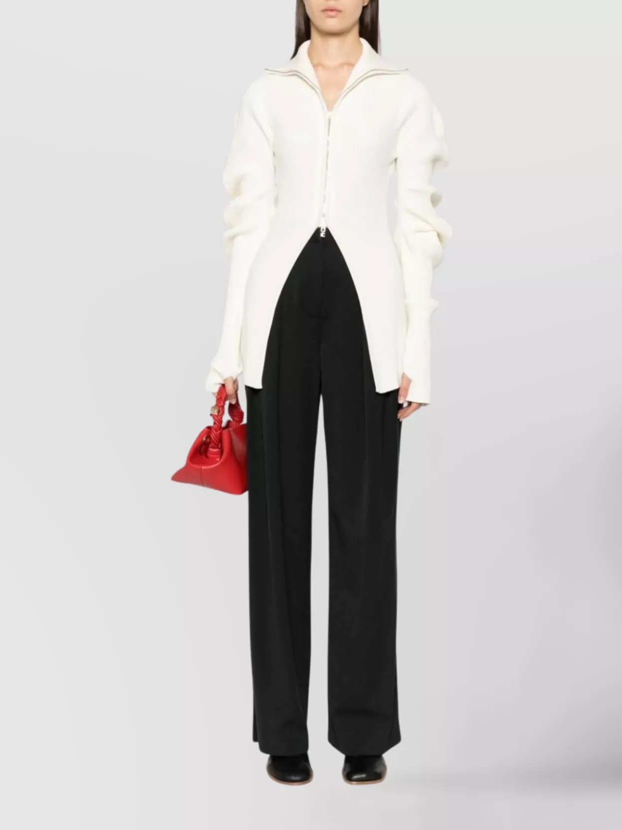 Staud Logo High Waist Trousers With Pleat Detailing