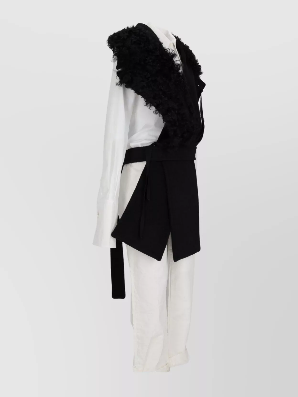 Ann Demeulemeester Manon Asymmetric Plastron Scarf With Fur Collar