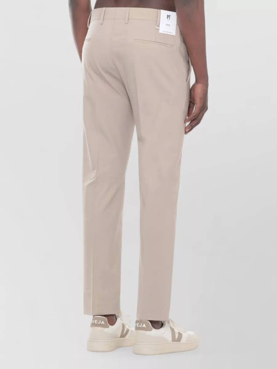 Pt Torino Wool Straight Pants Cropped Belt Loops