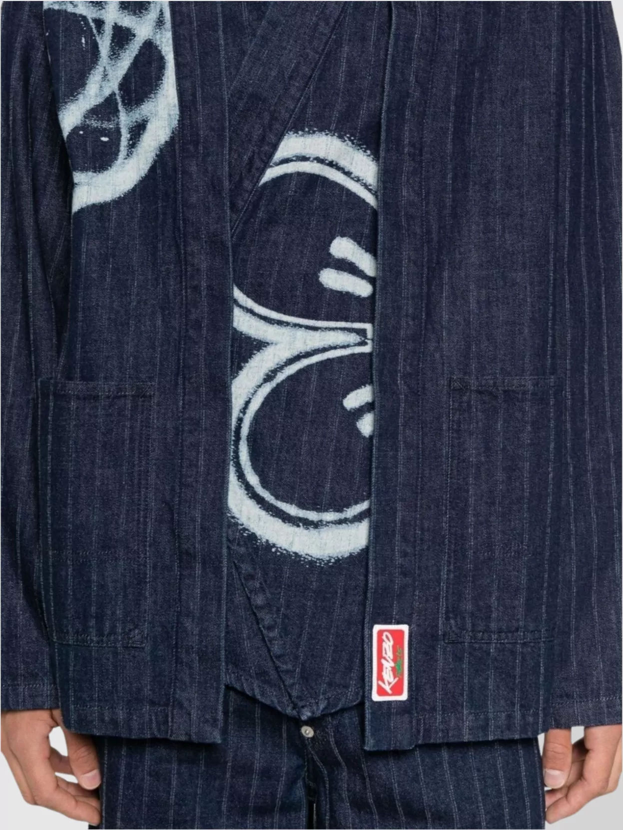 Kenzo Striped Graphic Print Long Sleeve Blazer