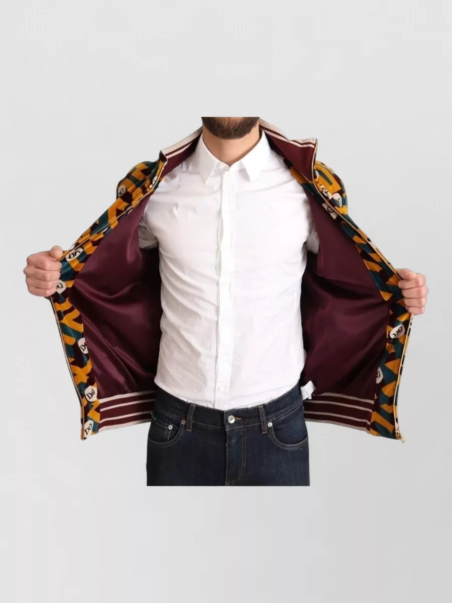 Dolce&Gabbana Velvet High Neck Zip Bomber Jacket
